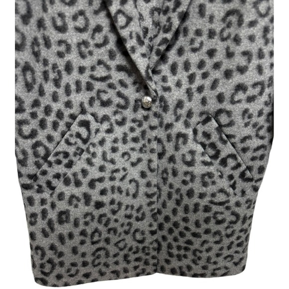 Michael Kors Leopard Print Fuzzy Coat – Size Medium Faux Wool Blazer Peacoat - Picture 7 of 8
